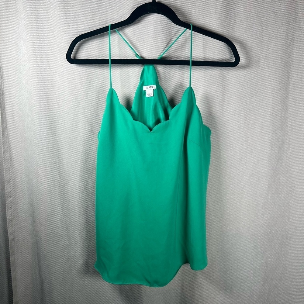 J.Crew Scalloped Lightweight Pullover Racerback Camisole Tank - Size 6 in Green - Picture 2 of 8